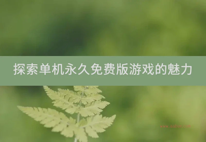 探索单机永久免费版游戏的魅力