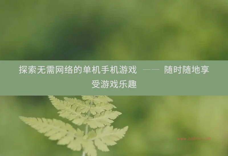 探索无需网络的单机手机游戏 —— 随时随地享受游戏乐趣